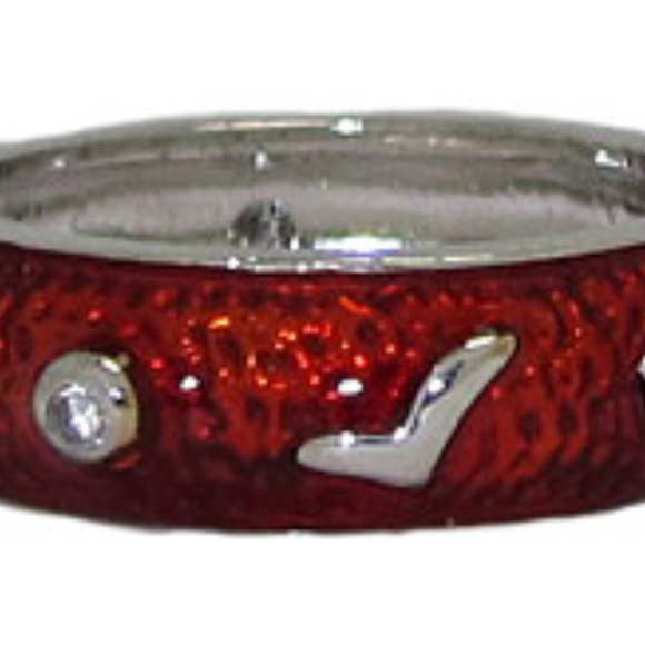 Red Hand Enamel Stack Ring Austrian Crystal - Picture 3 of 5